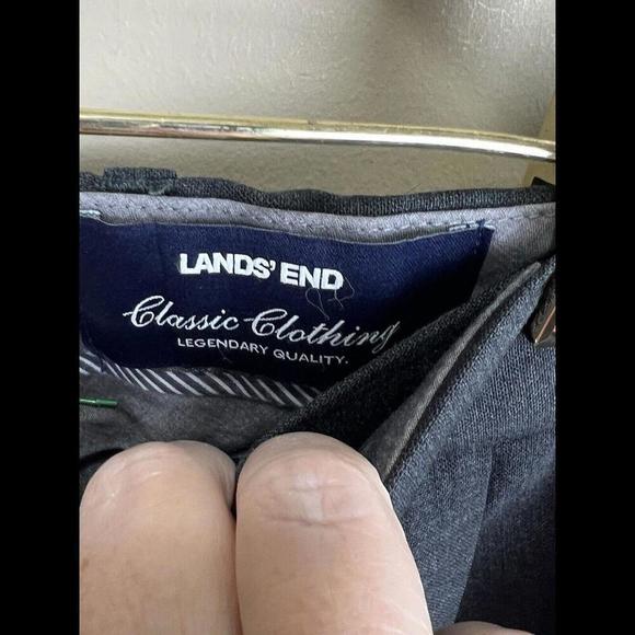 Lands' End Men's Traditional Fit Wool Dress Pants Gray 37x30 - Picture 3 of 4